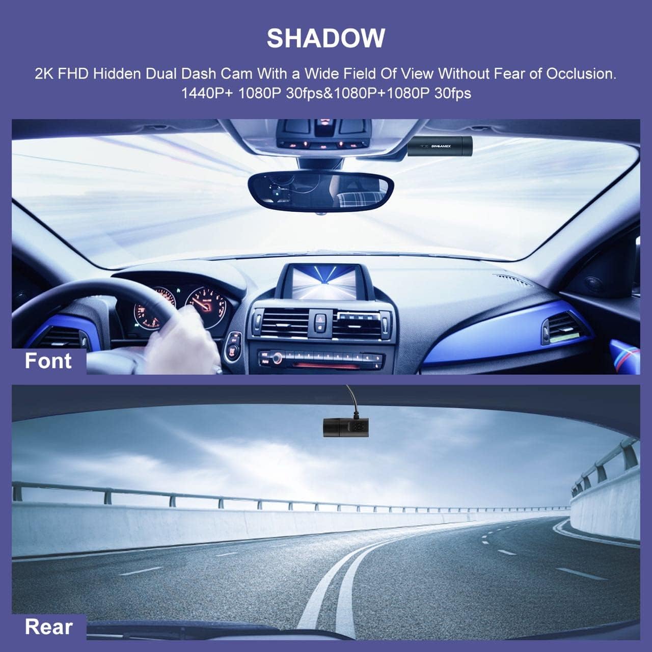 2K 1440P Front and Rear Dash Cam with WiFi, GPS, and Night Vision O82642