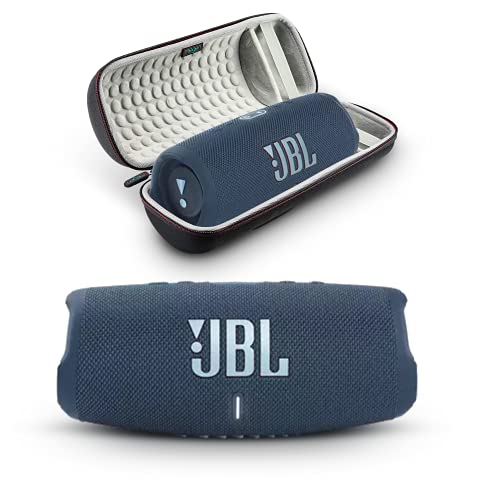 JBL Charge 5 - Portable Bluetooth Speaker with Megen Hardshell Travel Case with IP67 Waterproof and USB Charge Out (Gray)