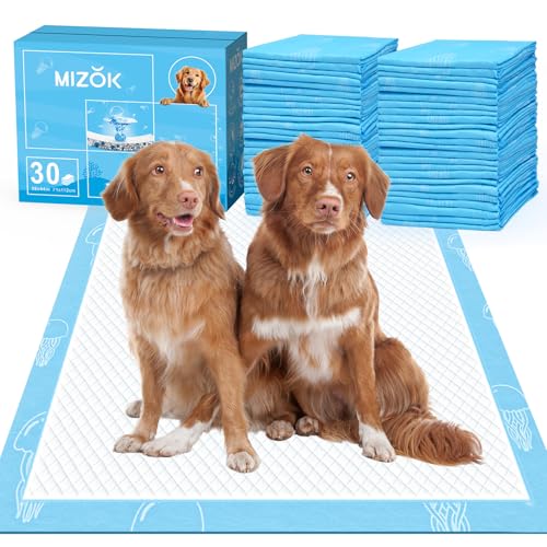 36x36in Dog Pee Pads Jumbo Disposable Dog Training Pads Super Absorbent Up to 11 Cups Marine Scented Odor-Control Dog Pads with Jellyfish Pattern, Quick Dry & Leak-Proof (30 Counts)
