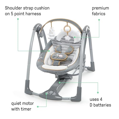 2-in-1 Portable Baby Swing & Infant Seat with Vibrations and Nature Sounds T7354