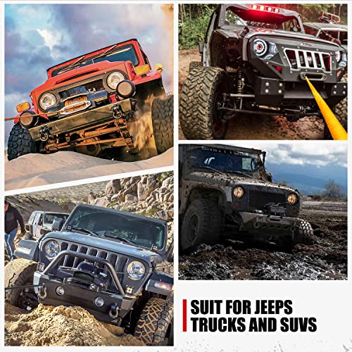 Synthetic Winch Rope 3/8 Inch 100FT with Winch Hook Fairleads for Off Road Vehicles C859168