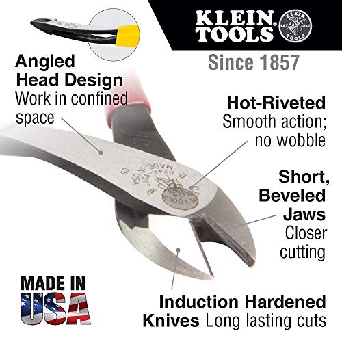 Diagonal Cutting Pliers, 8-Inch, Angled Head for Heavy-Duty Cutting D88606