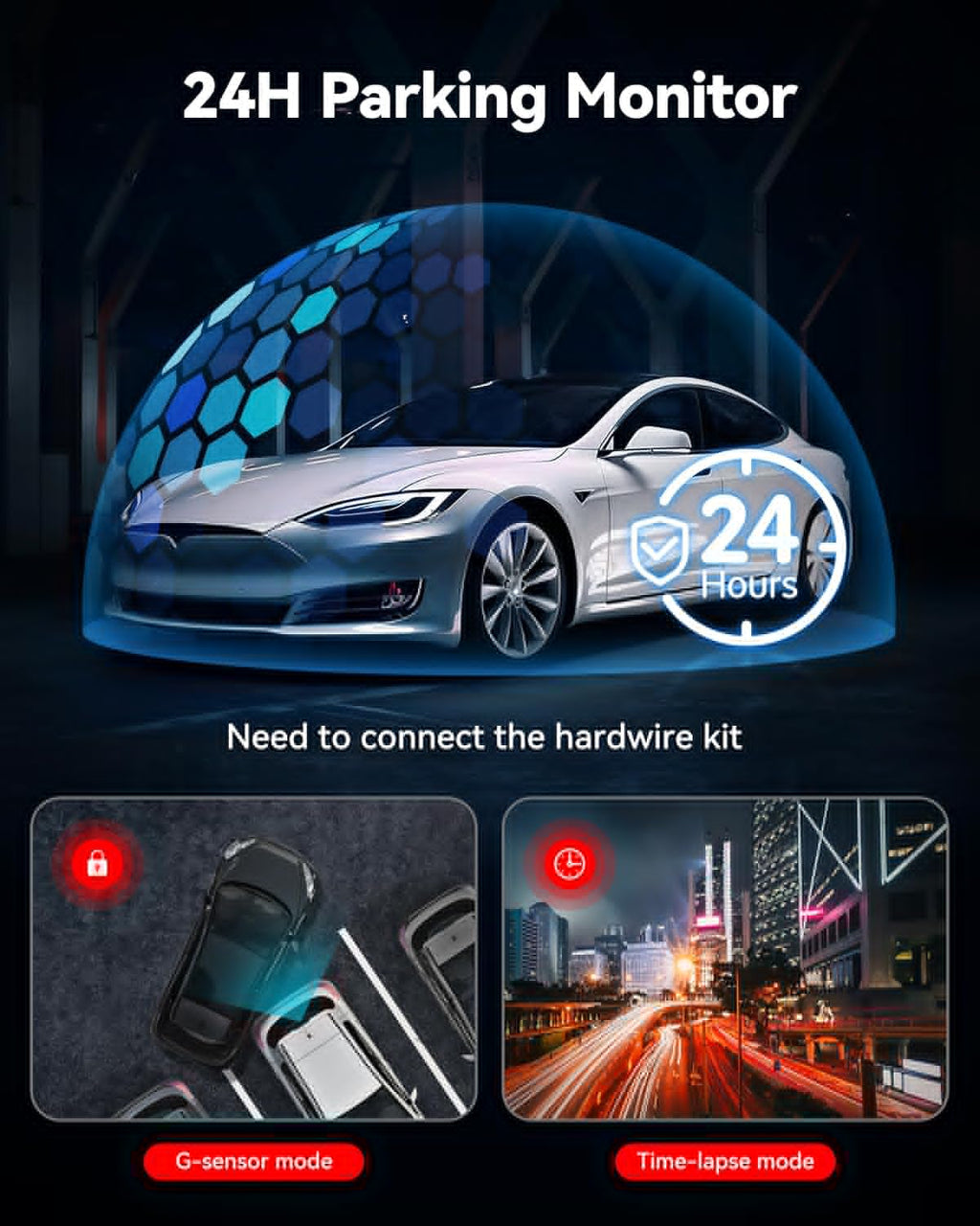 Dash Cam Front Rear, 4K/2.5K Full HD, Built-in Wi-Fi GPS, Night Vision F108