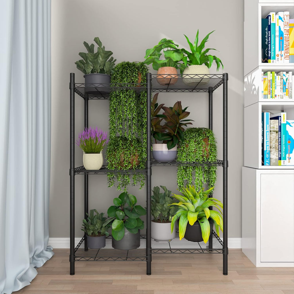 6-Tier Plant Stand for Indoor Outdoor, Metal Flower Pot Holder Rack, Black M9975