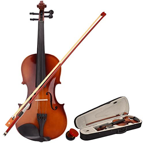 1/8 Full Size Acoustic Violin Set,Adult Student Violin Instrument,Kids Beginner Violin,Solid Wood Violin Starter Beginners Kit,with Case,Bow,Rosin,Violin for Children Teens & Adults (Pink)
