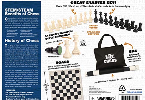 Tournament Chess Set with Filled Pieces and Roll-Up Vinyl Board C914884