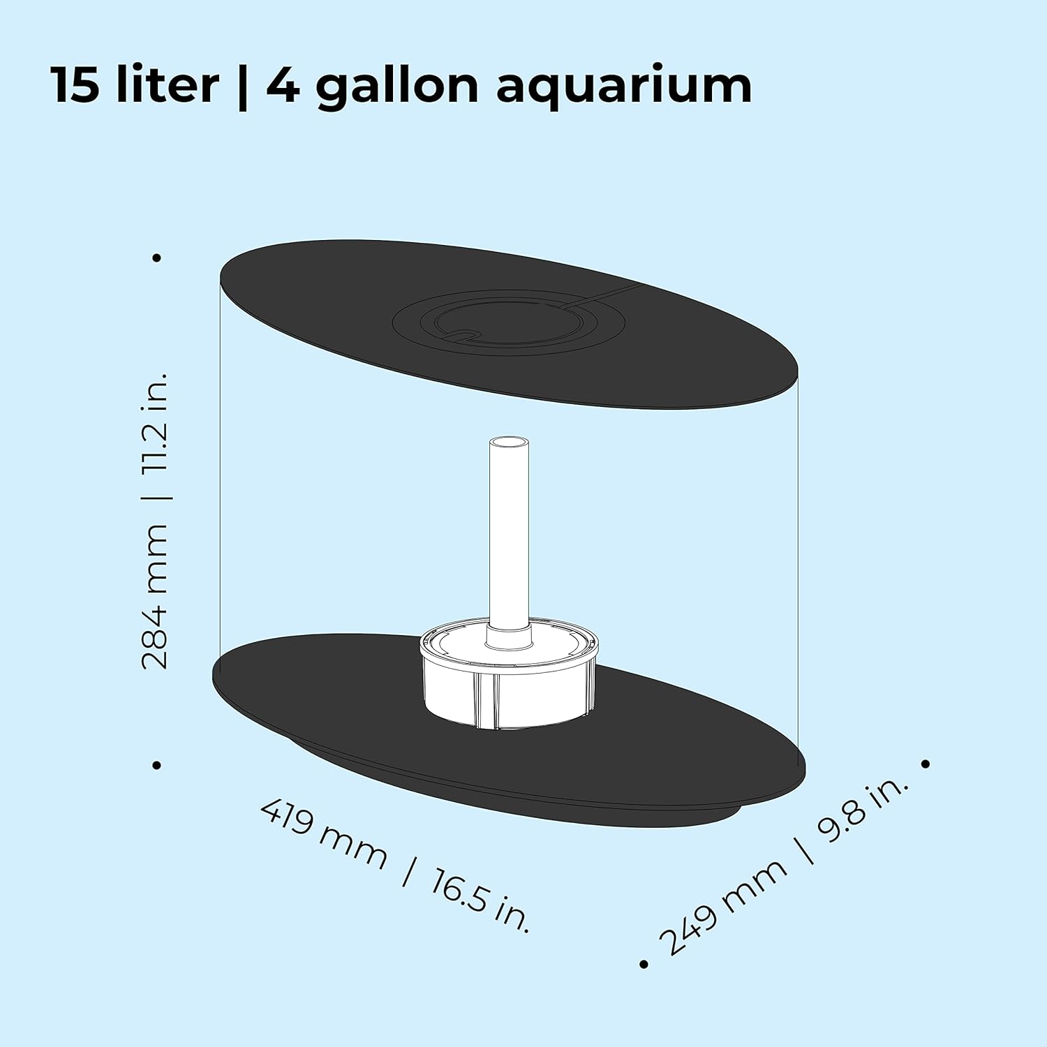 Acrylic 4-Gallon Aquarium with White LED Lights, Black Trim W64526