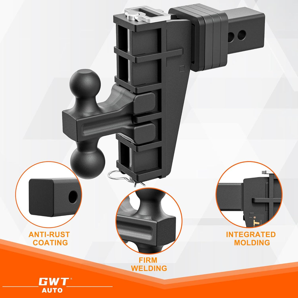 Adjustable Trailer Hitch, 2-Inch Receiver, 6-Inch Drop/Rise, 25,000 lbs GTW V5090