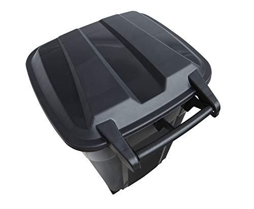 32 Gallon Outdoor Waste Garbage Bin with Attached Lid, Wheeled Trashcan C478