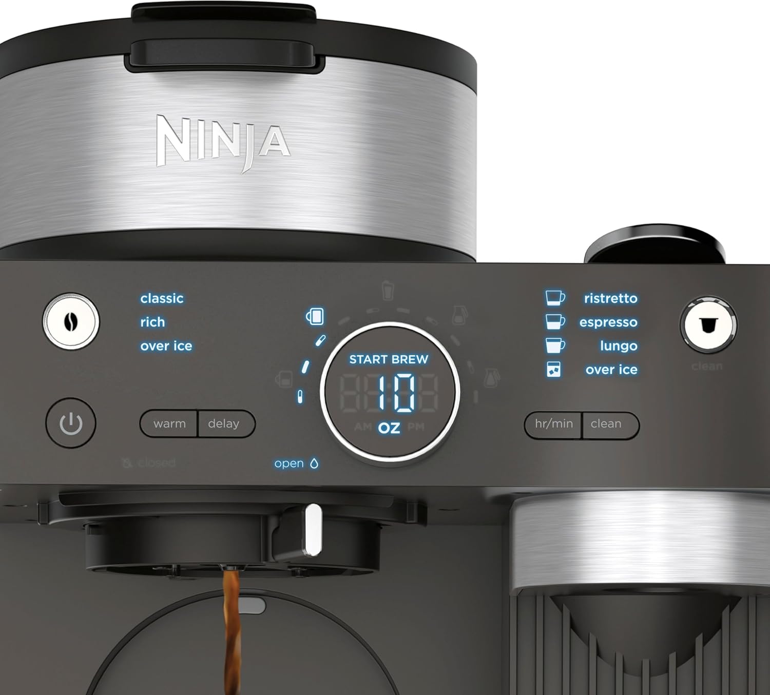 Espresso & Coffee Barista System with Ristretto Function, Single-Serve & 12-Cup Carafe, Built-in Frother A553936