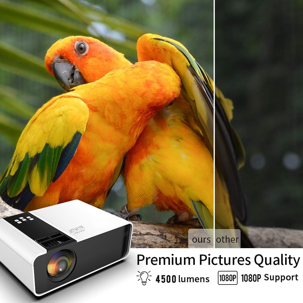 Mini Projector, 1080P HD Portable, HDMI USB AV Input for Home Theater I770