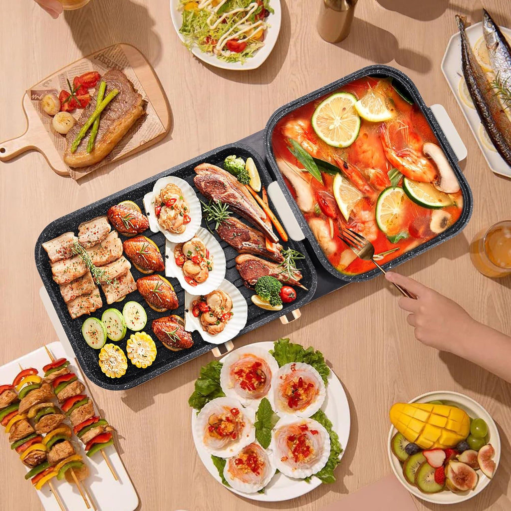 Hot Pot with Grill, 2-in-1 Electric, Non-Stick Removable Plate H943112