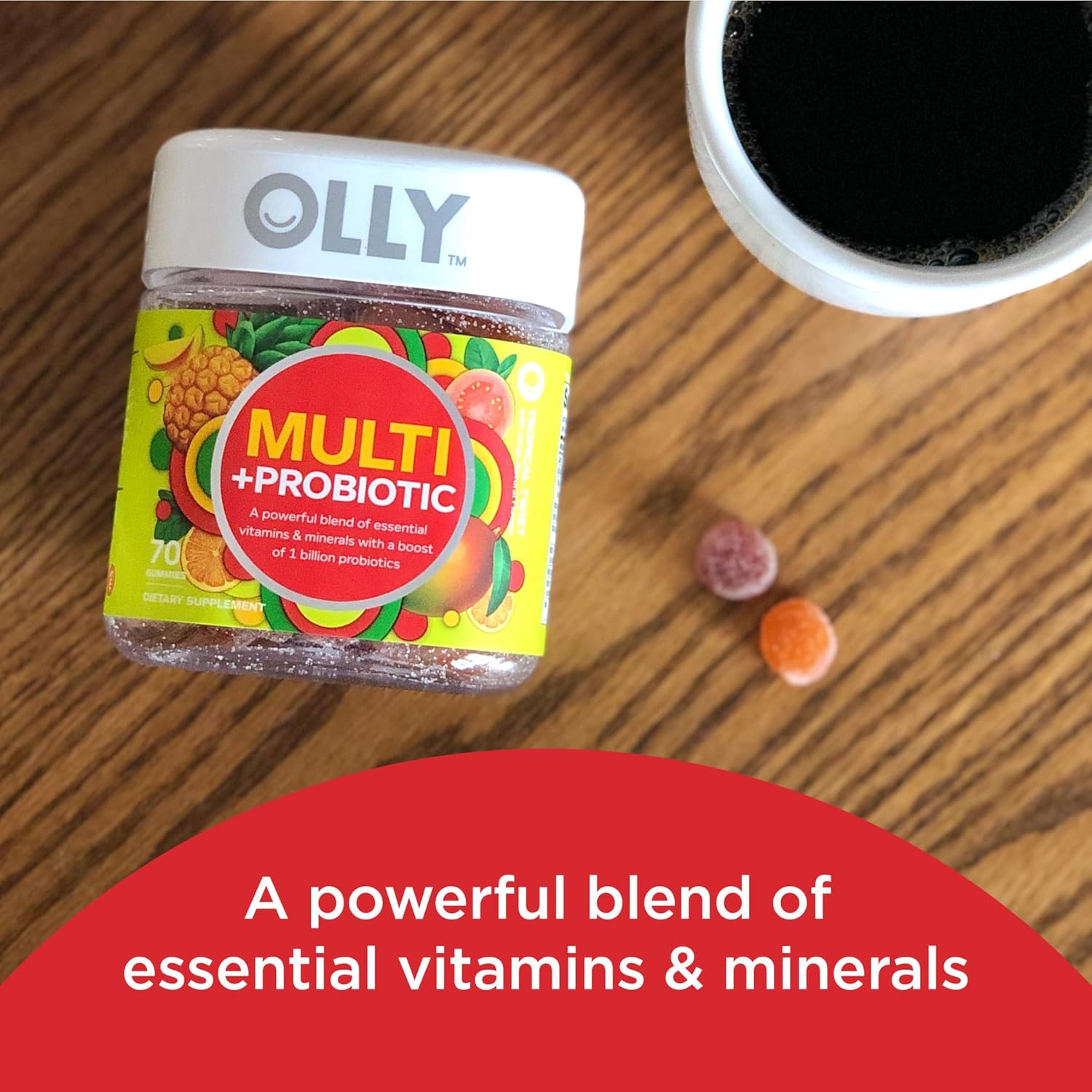 Adult Multivitamin Gummy with Probiotic, Energy Support, Caffeine Free B601