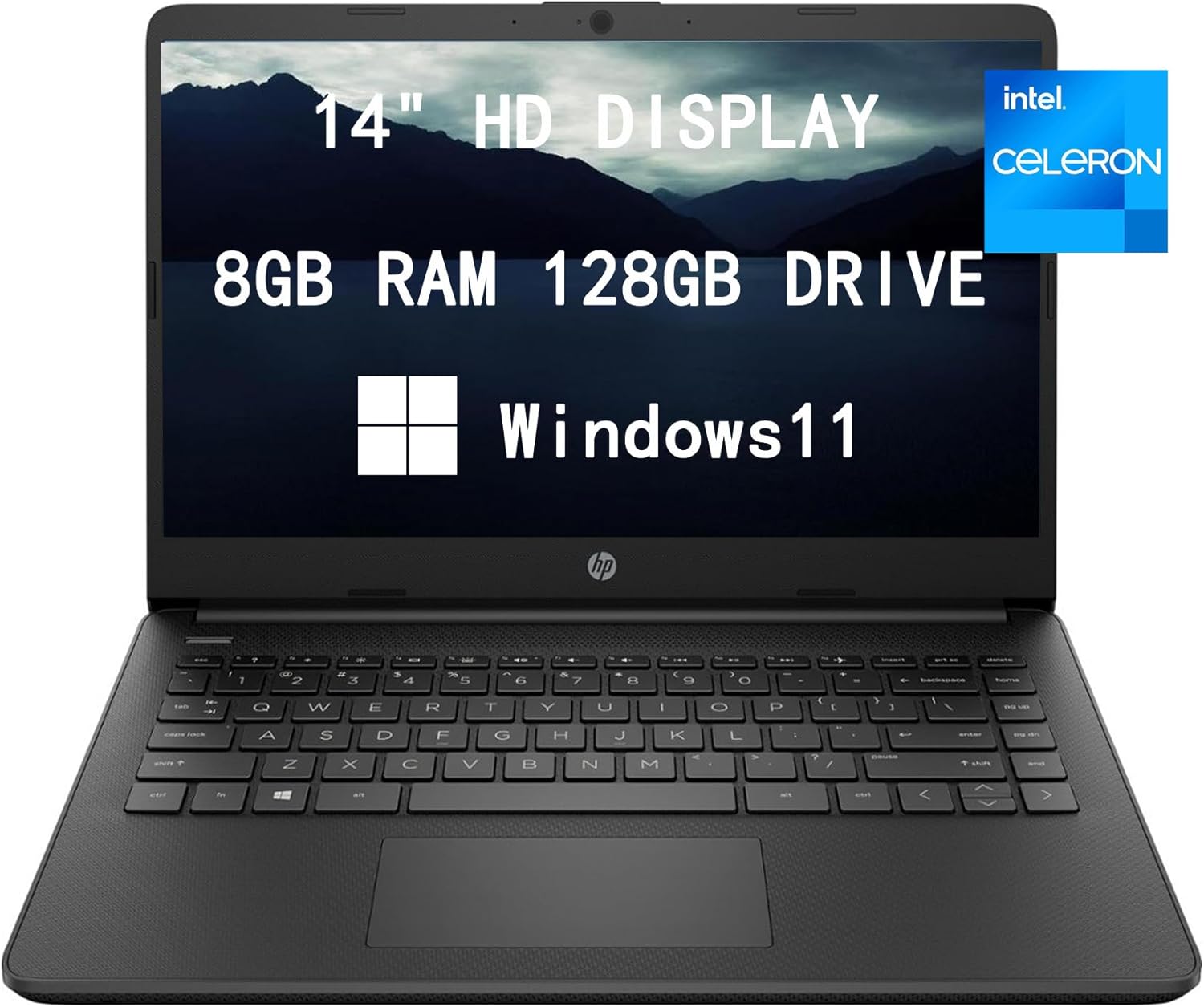 HP Premium 14-inch HD Laptop Computer| Intel Dual Core 2.8GHz 8GB RAM 128GB(64GB SSD+64GB Card)| Webcam Bluetooth HDMI USB-C Wi-Fi Fast Charge| Windows 11 S with 1 Year MS 365| LIONEYE Bundle| Black