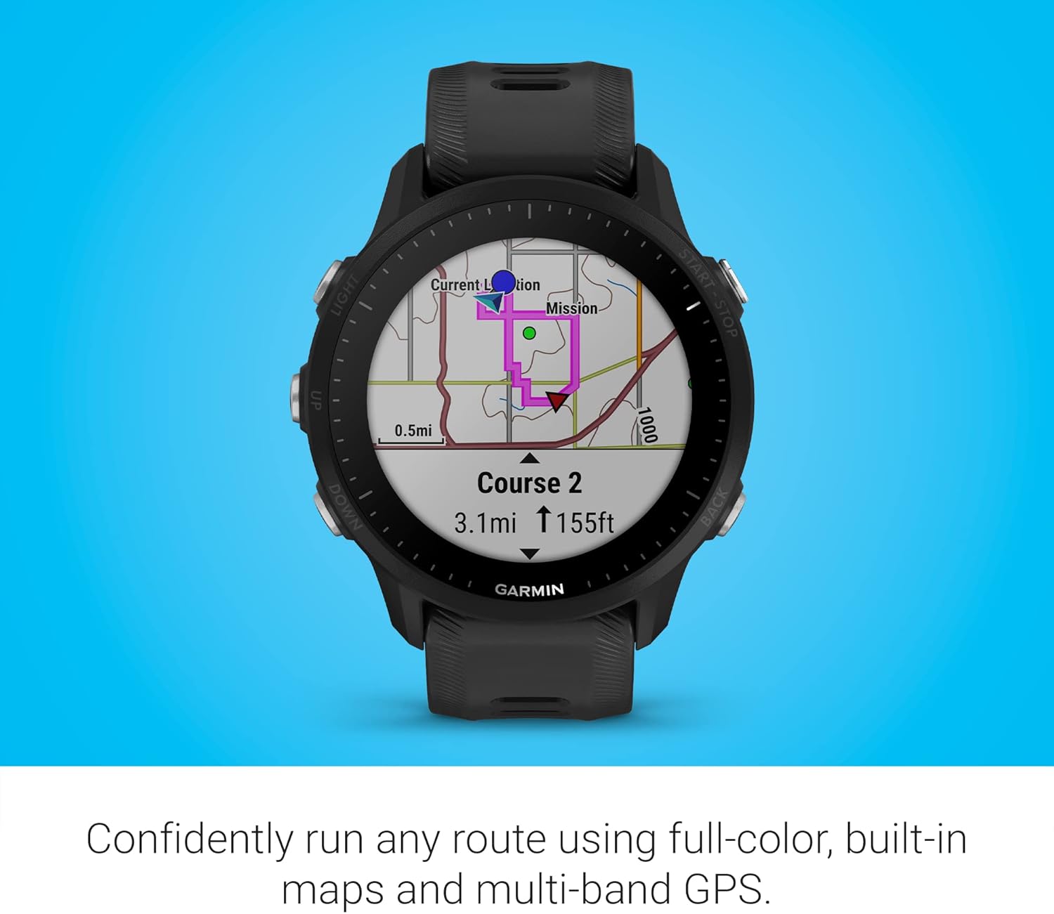 GPS Running Smartwatch for Triathletes, Long-Lasting Battery, Black W58135