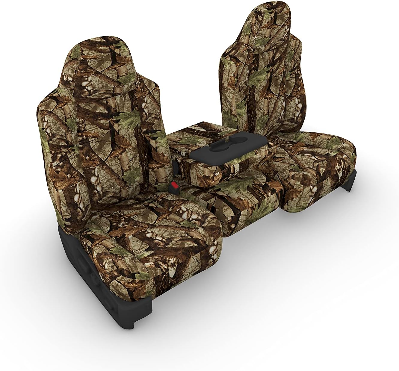 Durafit Seat Covers Made to fit 1999-2007 Ford F250-F550 Base Model Only, Front 40/20/40 Split Seat Covers with Pointed Molded Headrests/Opening Console,Coin Holder in The Middle,DS1 Camo Fabric