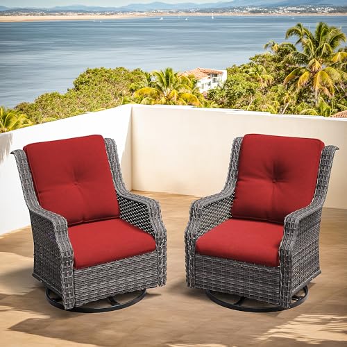 Outdoor Swivel Rocker Patio Chair with Olefin Fabric Cushions H736376