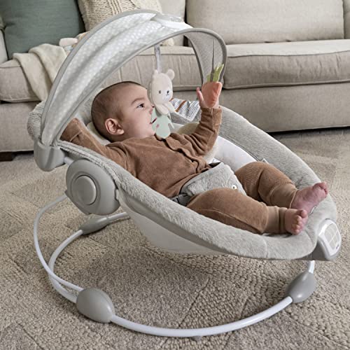 Baby Bouncer Seat with Light-Up Toy Bar and Tummy Time Pillow Mat H911