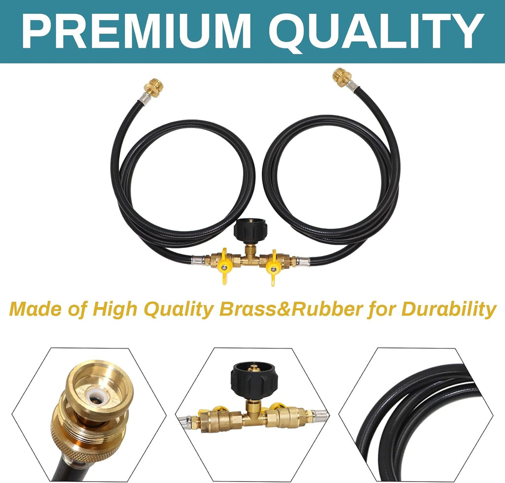 Propane 2 Way Splitter Adapter Hose with Shut Off Valve N87366