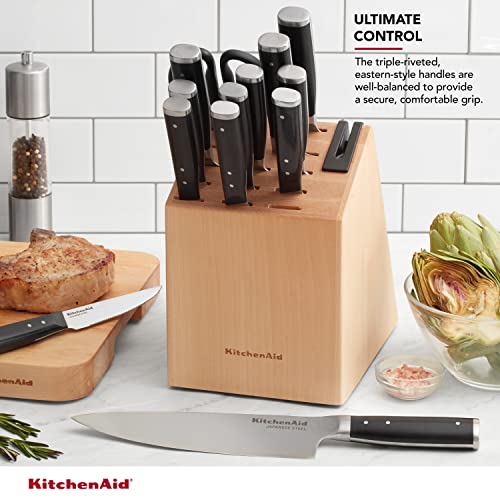 14-Piece Knife Block Set with Built-in Sharpener, High Carbon Stainless Steel, Birchwood F32418