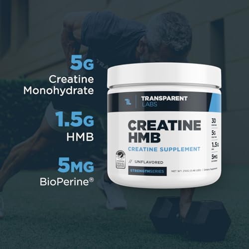 Creatine Monohydrate Powder with HMB for Muscle Growth, 30 Servings, Unflavored S477