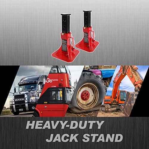 Heavy Duty Pin Style Adjustable Height Jack Stands, 12 Ton Capacity, Red, 1 Pair Q15958