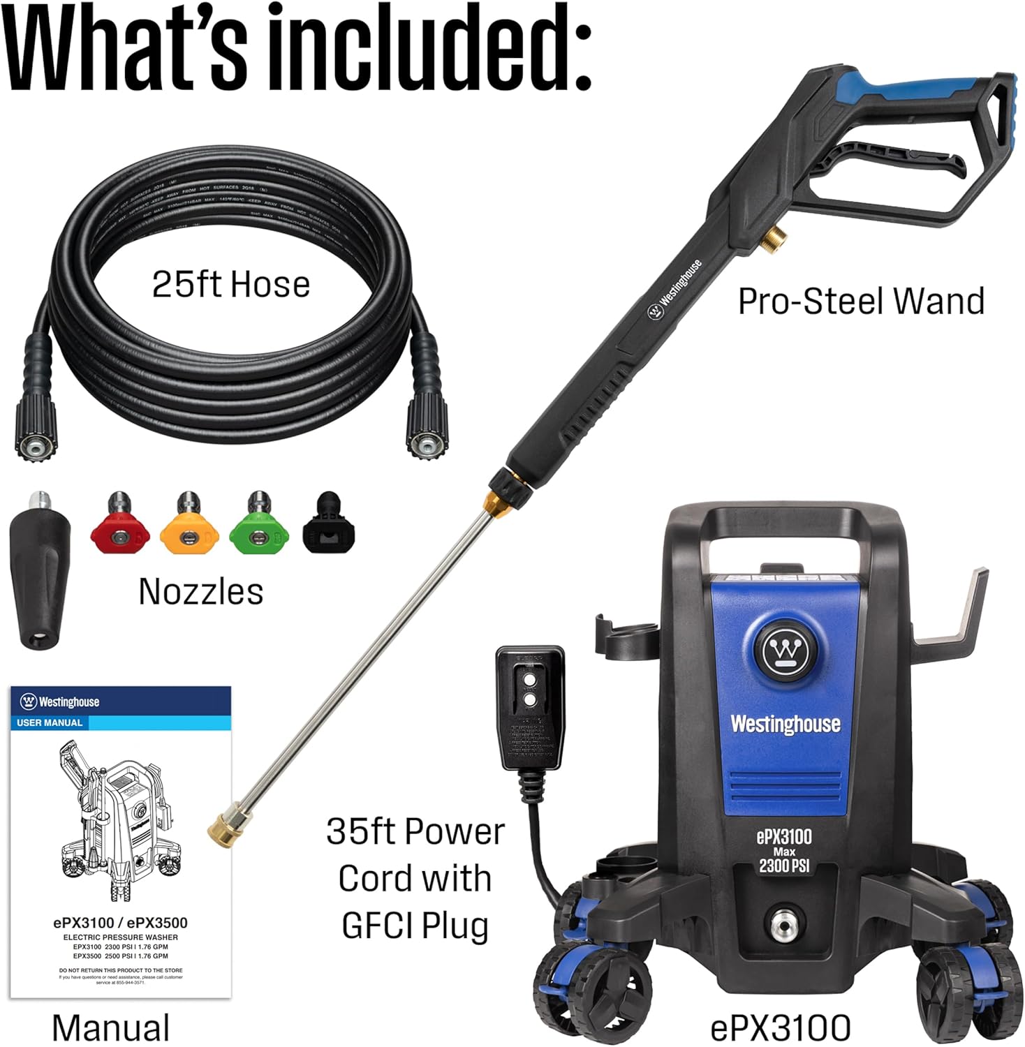Electric Pressure Washer 2300 PSI with 6-in-1 Nozzle A7896