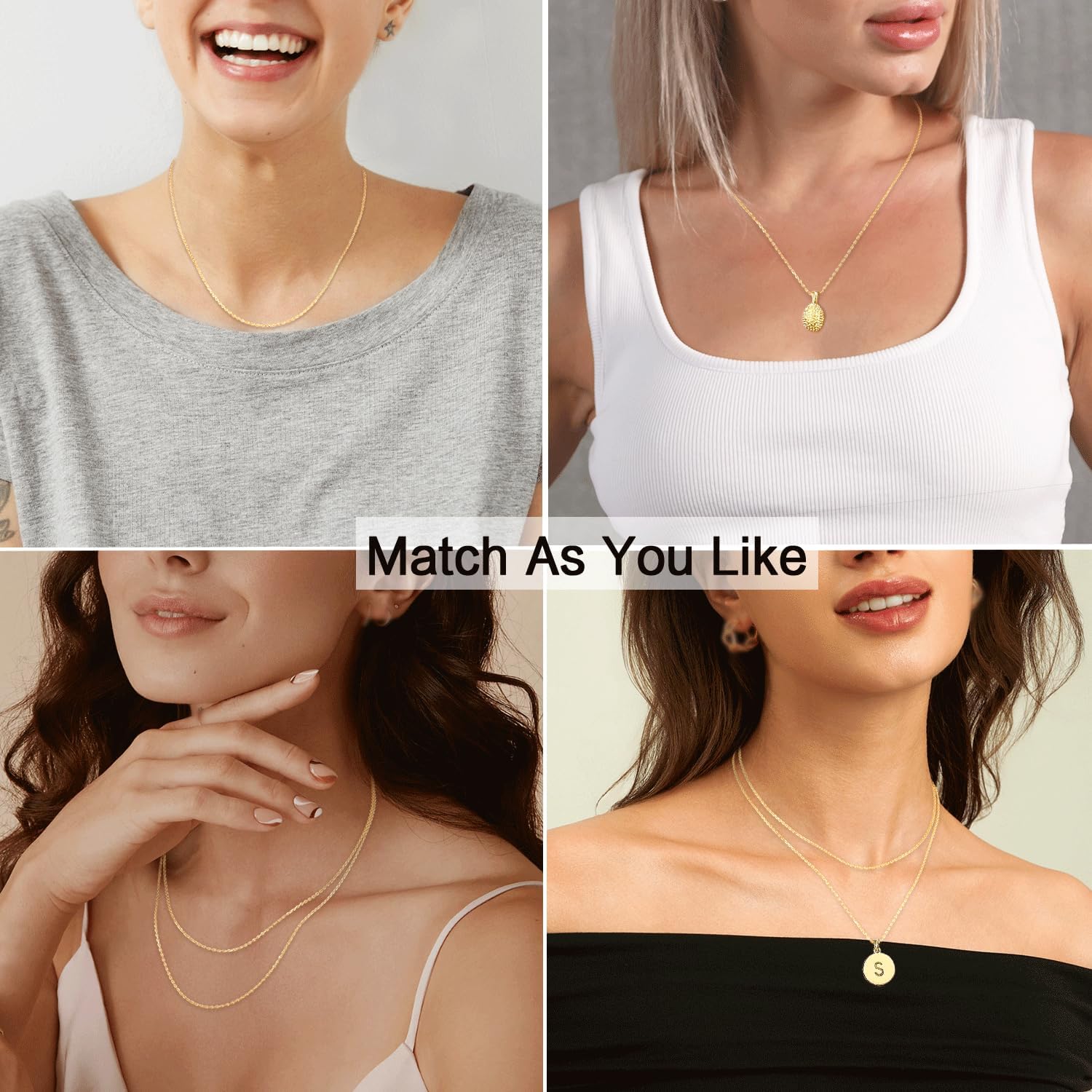 14K Gold Over Sterling Silver Cable Chain Necklace for Women K49160