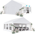 Acekool 20 x 20 FT Outdoor Party Tent Canopy Wedding Patio Camping Gazebo Shelter Pavilion Cater Wedding BBQ Events Tent w/Removable Sidewalls & 3 Storage Bags, White