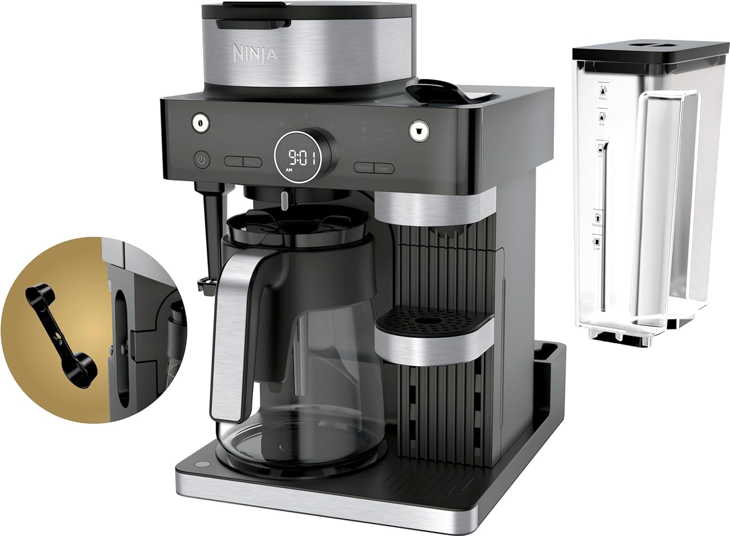 Espresso & Coffee Barista System with Ristretto Function, Single-Serve & 12-Cup Carafe, Built-in Frother A553936
