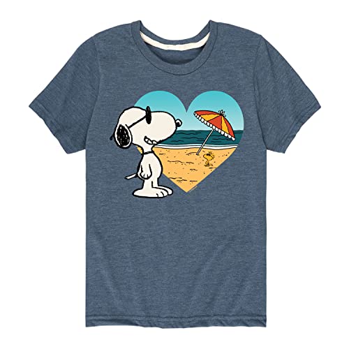 HYBRID APPAREL - Peanuts - Summer Edition - Snoopy Hearts The Beach - Toddler & Youth Short Sleeve Graphic T-Shirt
