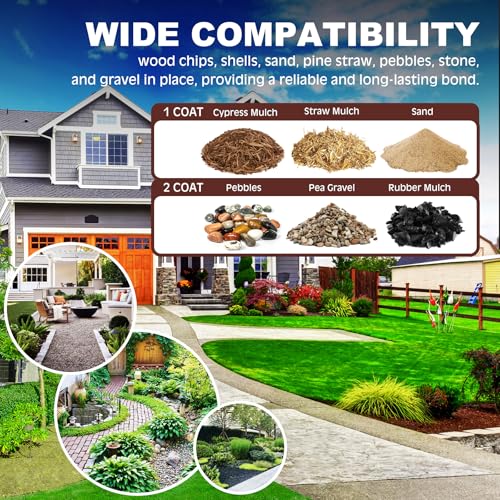 Mulch Glue - 1 Gallon Concentrate Gravel Glue with Applicator for Landscaping W367416