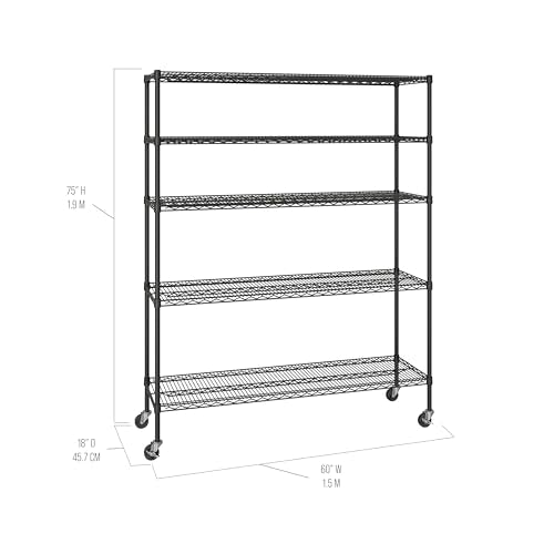 Heavy Duty Steel Wire Rack Storage Unit, 5-Tier Shelving, 36" W x 18" D W900