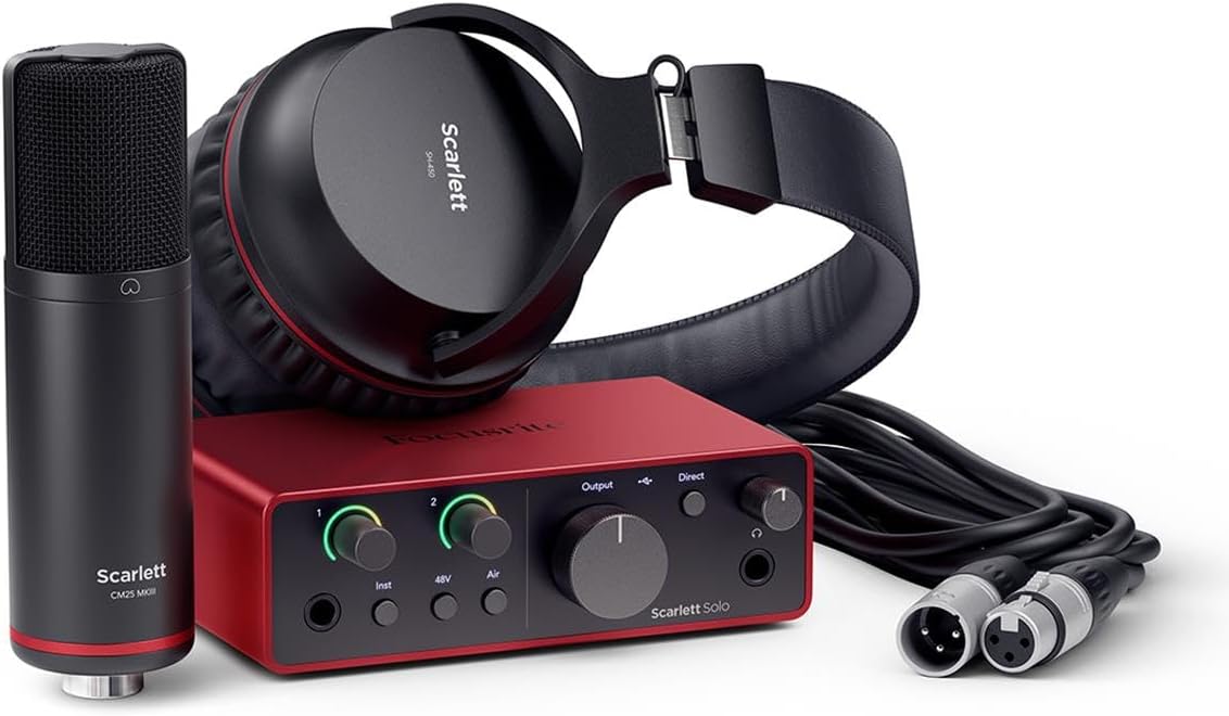 USB Audio Interface with Condenser Microphone and Headphones O3047