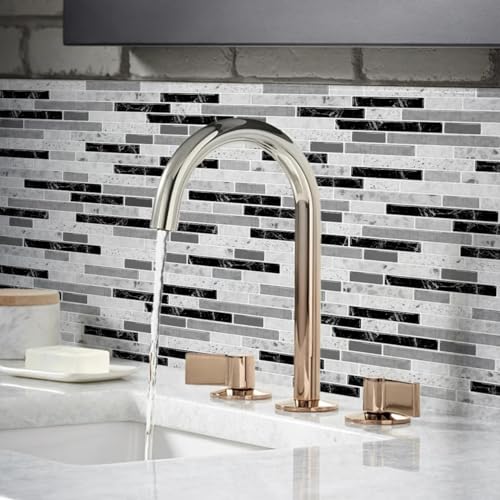 Self-Adhesive Peel and Stick Backsplash for Kitchen, Vinyl Decorative Tiles (Gray) C305926