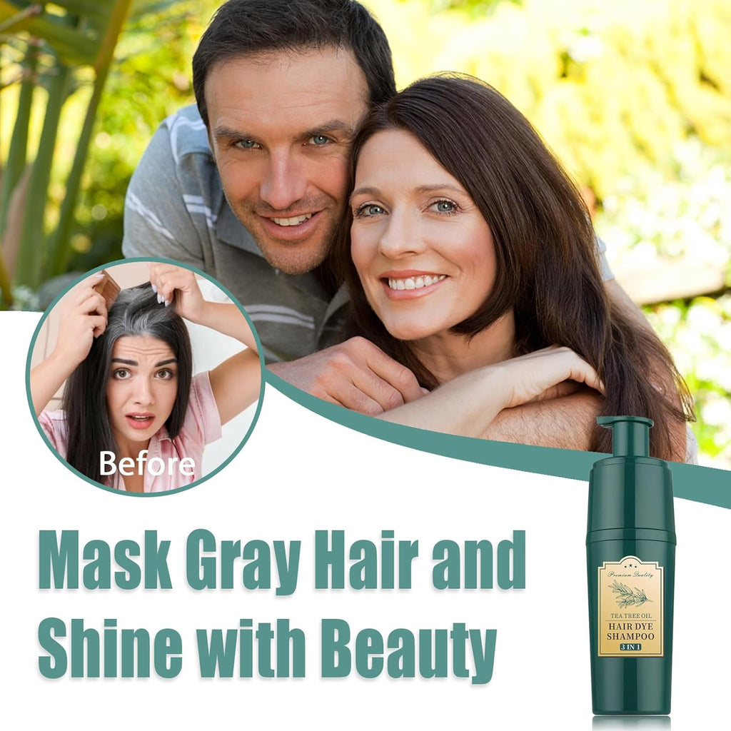 Herbal Hair Color Shampoo for Grey Hair, 3-in-1 Brown Dye Z39354