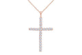 AFFY 0.30 Carat (Cttw) 14K Solid Gold Round Diamond Ladies Cross Pendant 1/3 CT (Silver Chain in cluded) Classic Divine Cross of Jesus Pendant Gift for Her I-J / I2-I3 Clarity