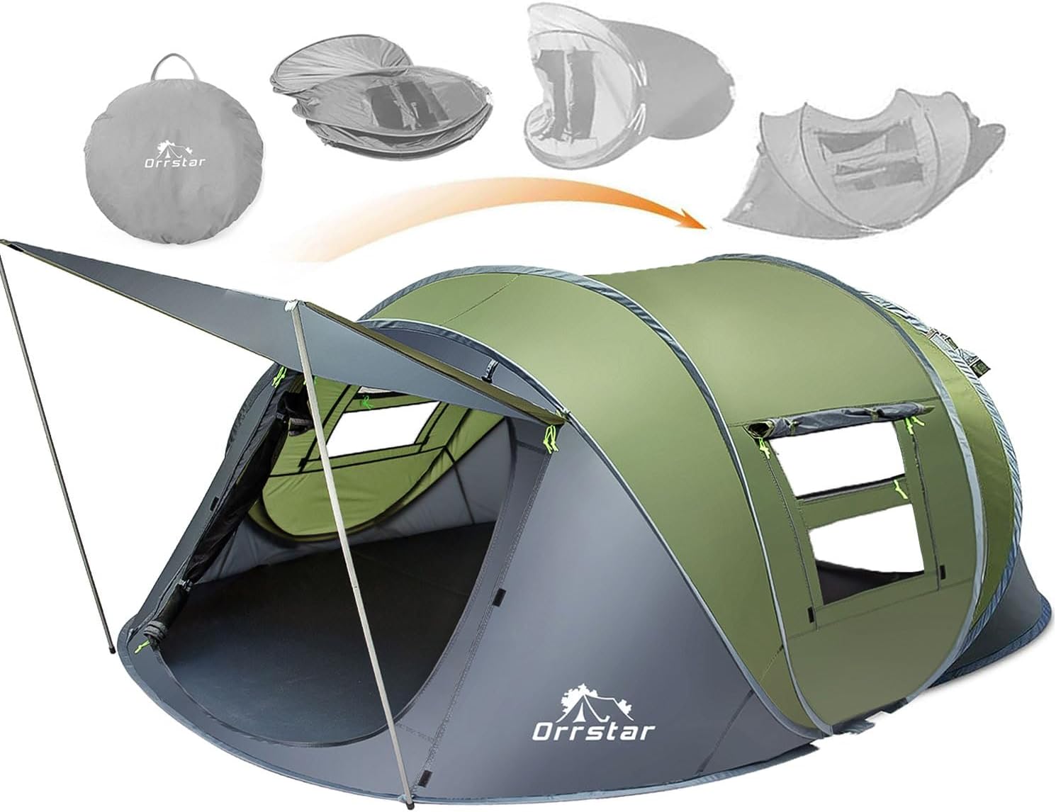 Pop Up Tents for Camping 2-4 Person Waterproof Pop Up Tent Easy Up Setup Camping Tent 2 People 2 Big Doors Instant Tent Family Tent
