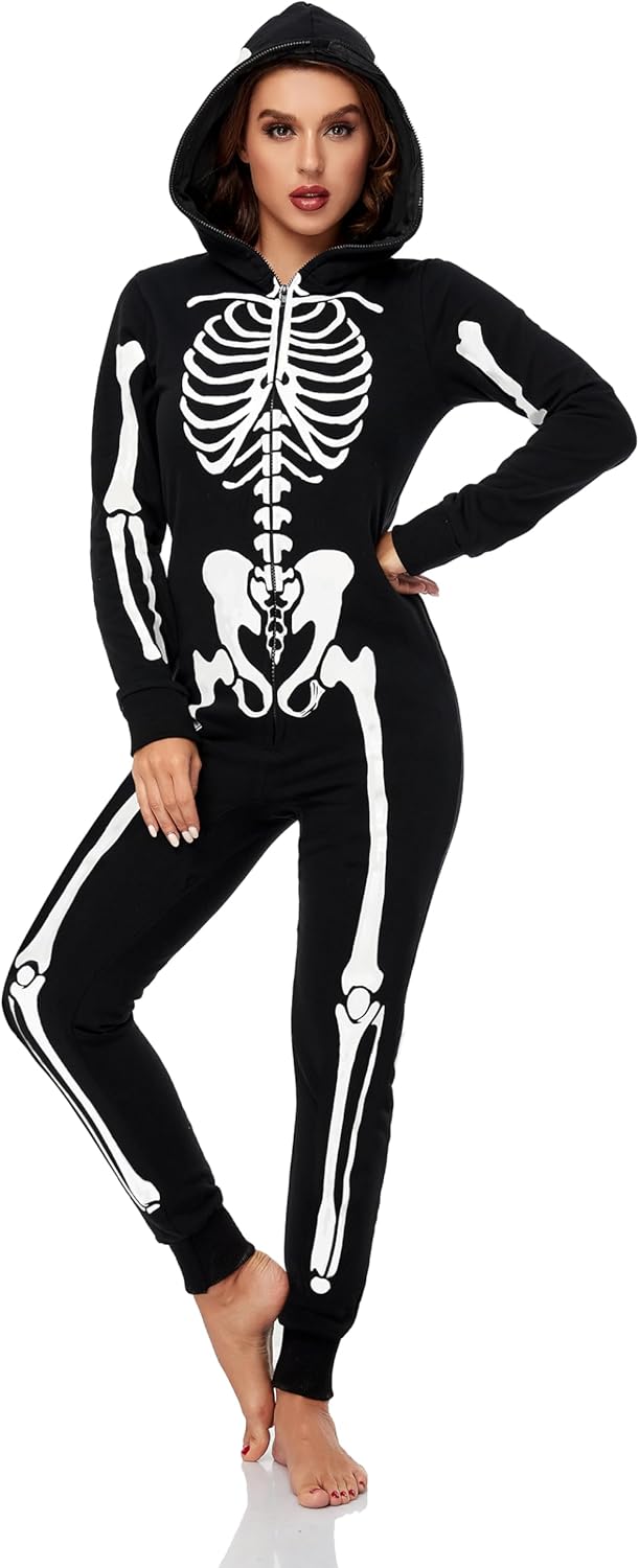 Glow in the Dark Skeleton Halloween Onesie Pajama N3075