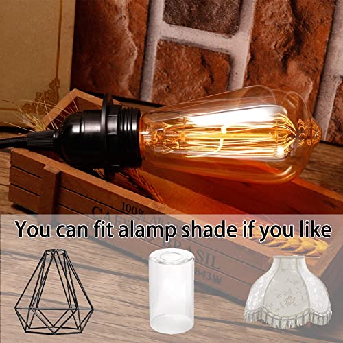 Vintage Plug in Hanging Light Kit, Industrial Pendant Lighting with E26 E27 Socket, 12.14FT Black Cord, 2 Pack G18881