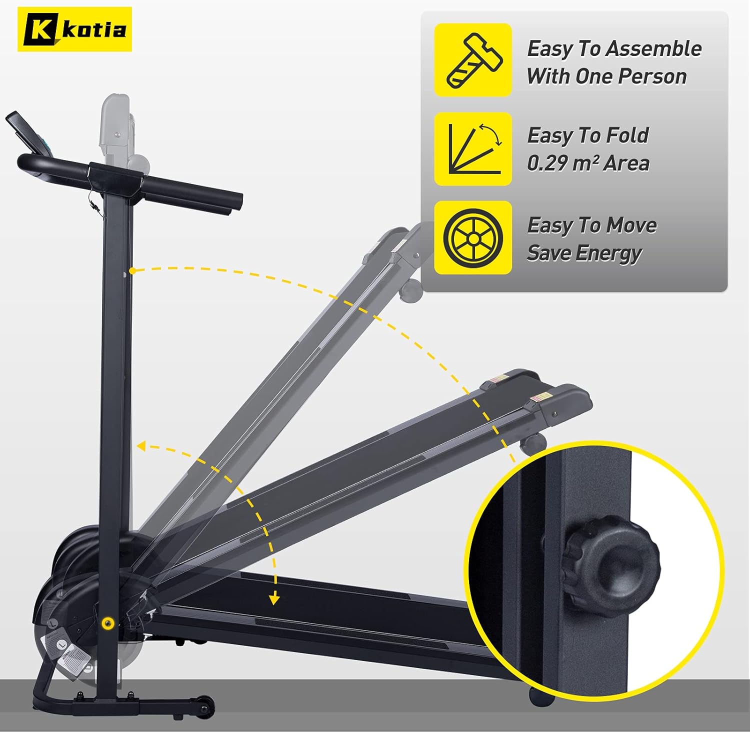 Foldable Manual Treadmill with 10° Incline for Home Walking Running O77579