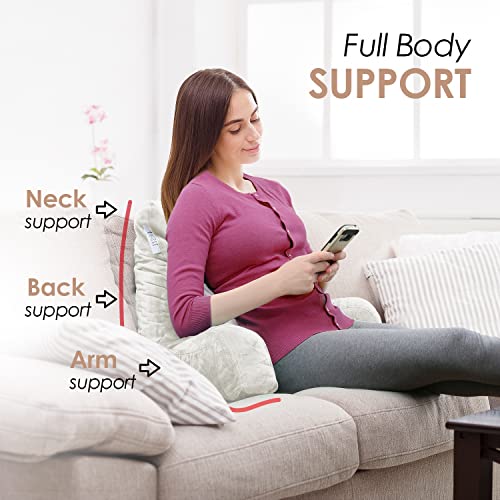 Reading Pillow for Bed, Shredded Memory Foam Back Support with Pockets U8285
