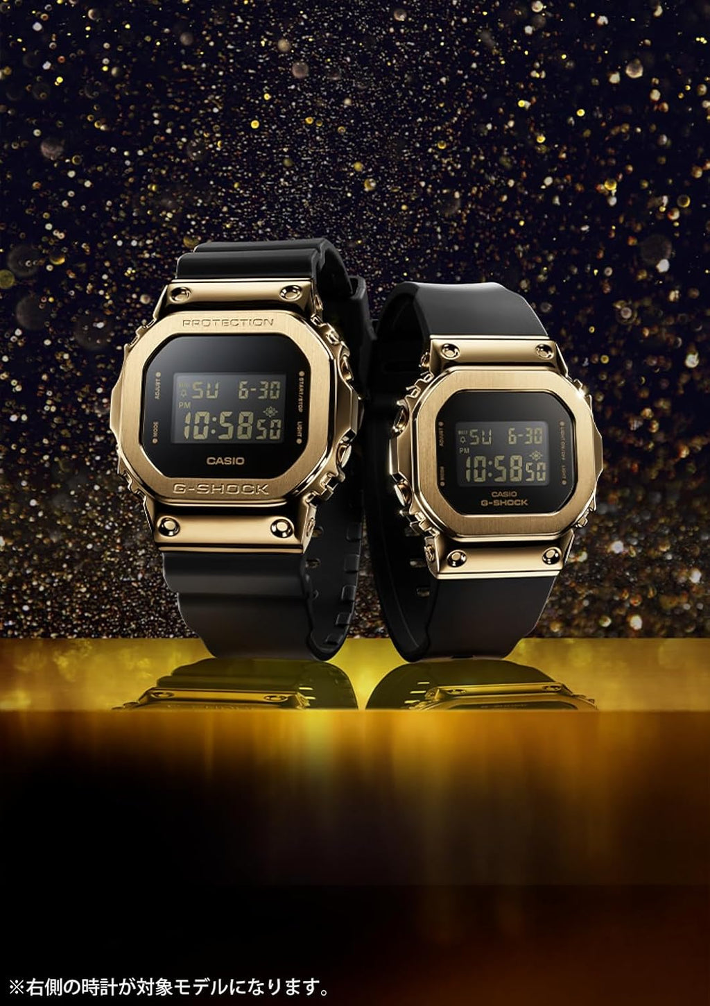 Compact Metal Watch Black Gold Q7441