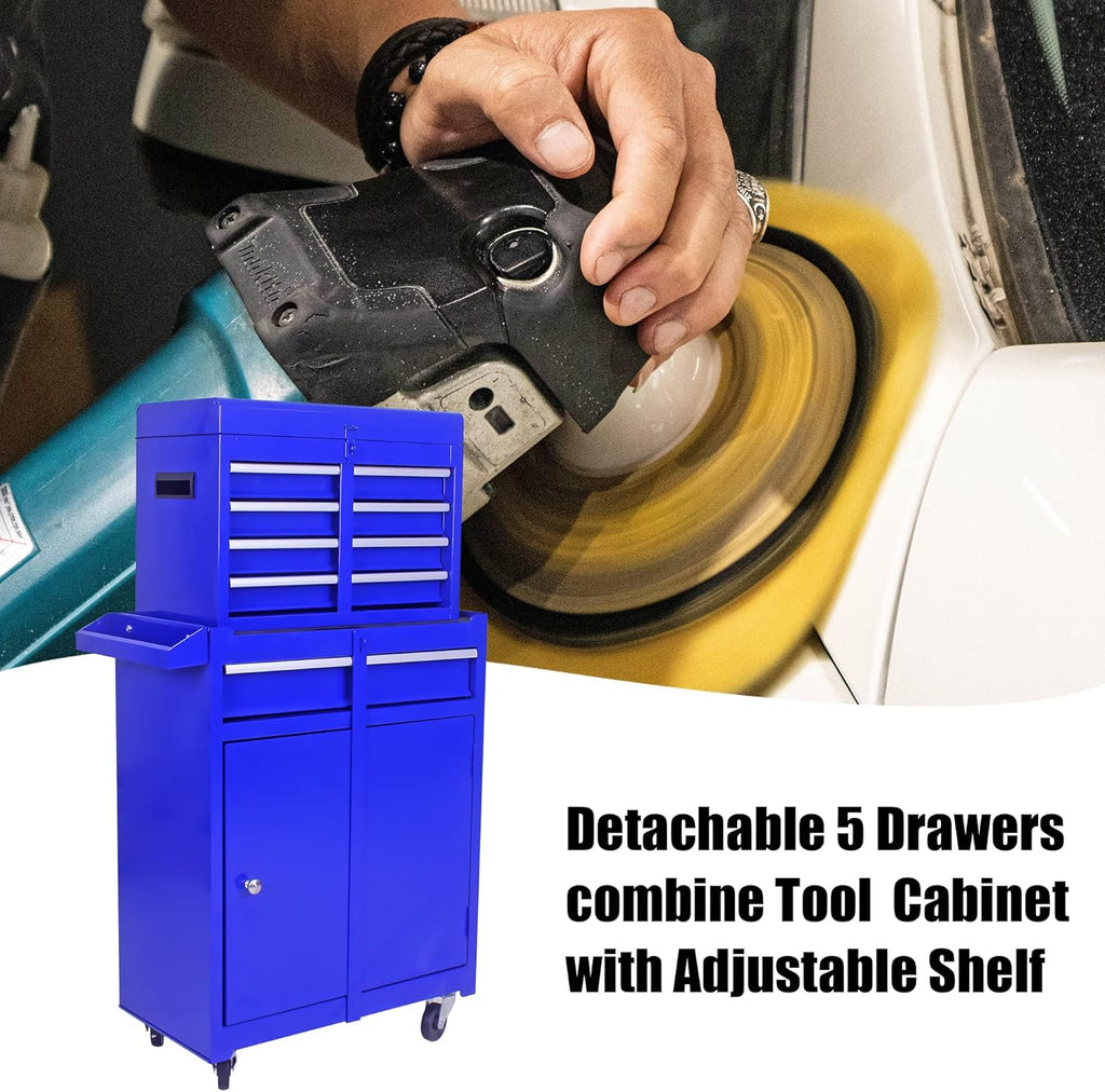 Rolling Tool Chest with 5 Drawers and Adjustable Shelf J882433