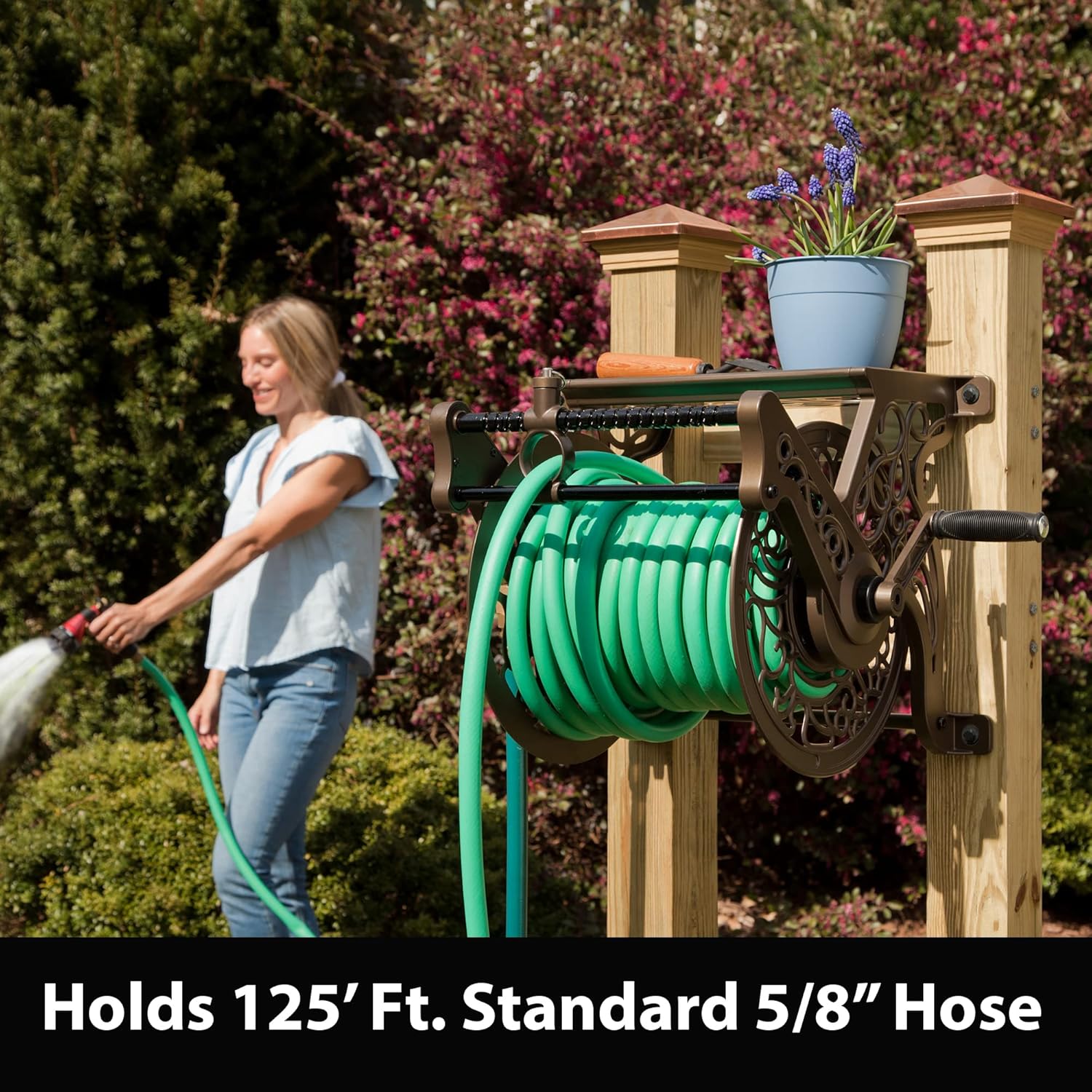 Wall Mount Garden Hose Reel, Bronze K1847