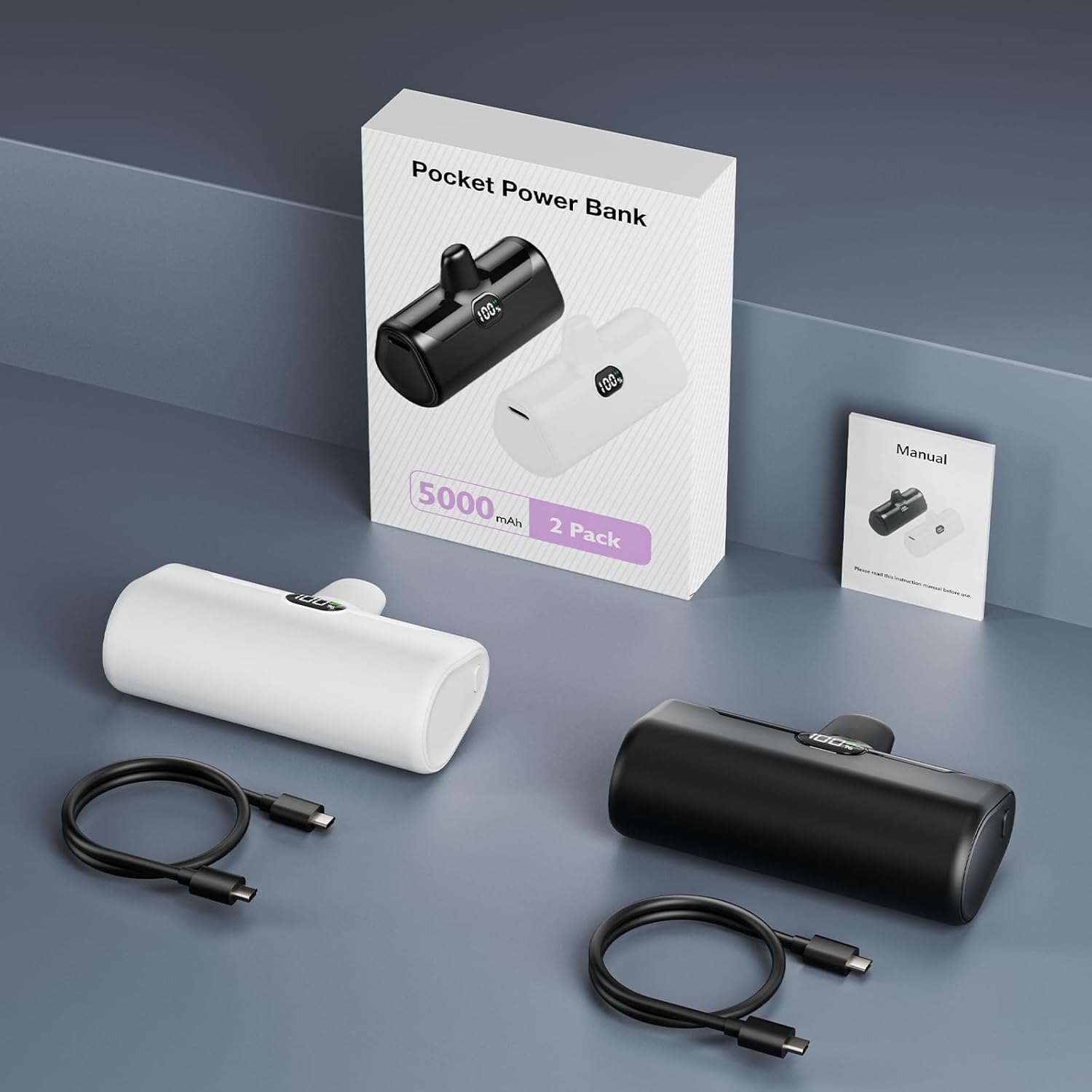 Mini Portable Charger 5000mAh Power Bank 20W USB C Fast Charging with LCD Display X431