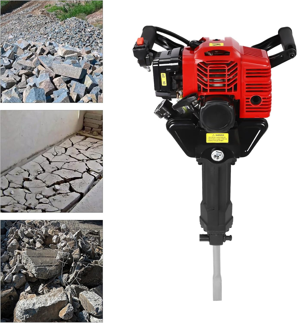 Gas Powered Jack Hammer Concrete Breaker with 2 Chisels A14381