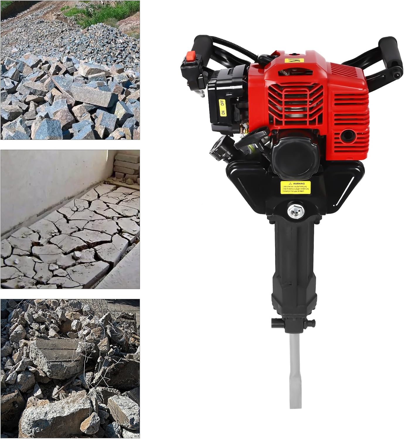 Gas Powered Jack Hammer Concrete Breaker with 2 Chisels A14381