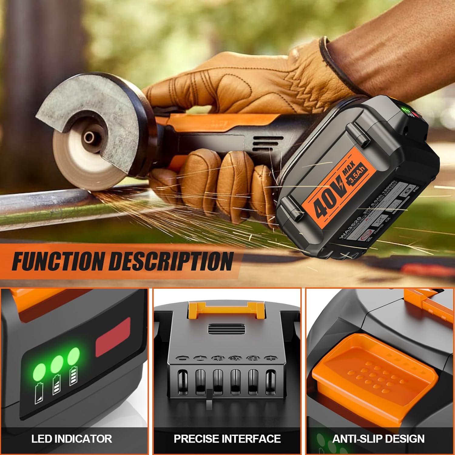40V 3.5Ah Replacement Battery for 40V Cordless Tools G740040