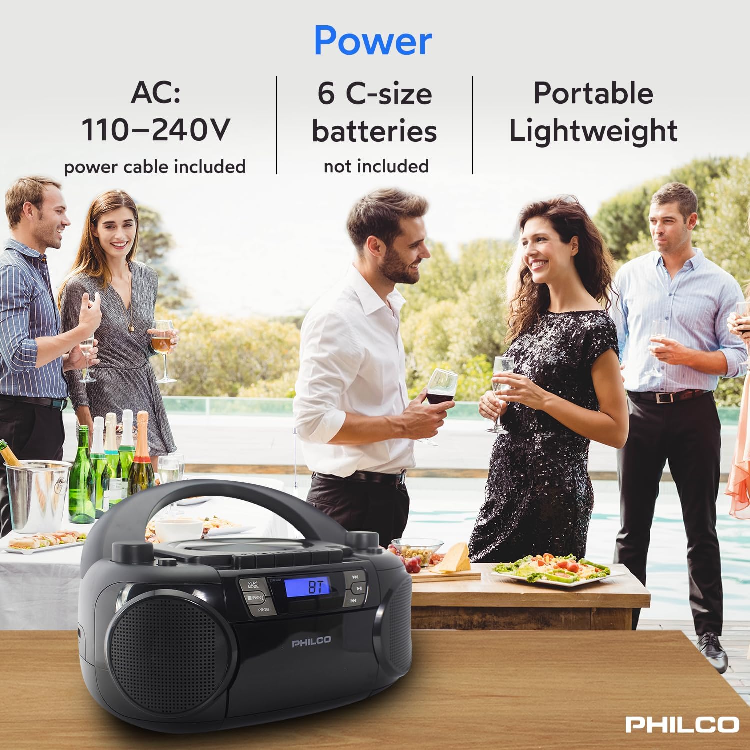 Bluetooth CD Boombox with Cassette, MP3 USB Playback E628136